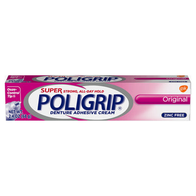 Super Poligrip® Original Denture Adhesive Cream, 2.4 oz Tube