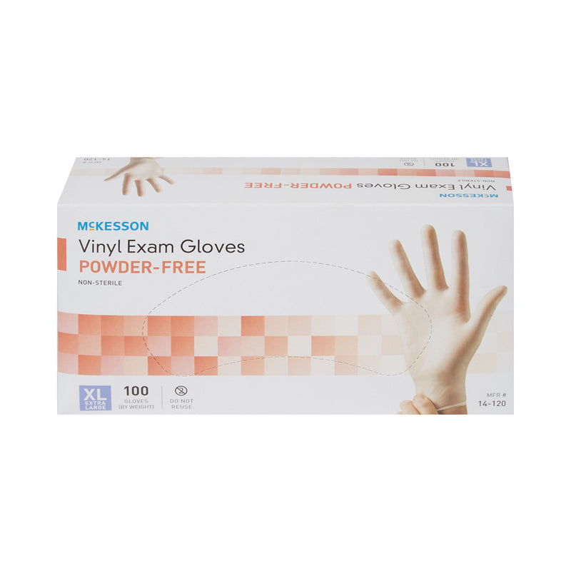 McKesson Vinyl Exam Glove, Extra Large, Clear