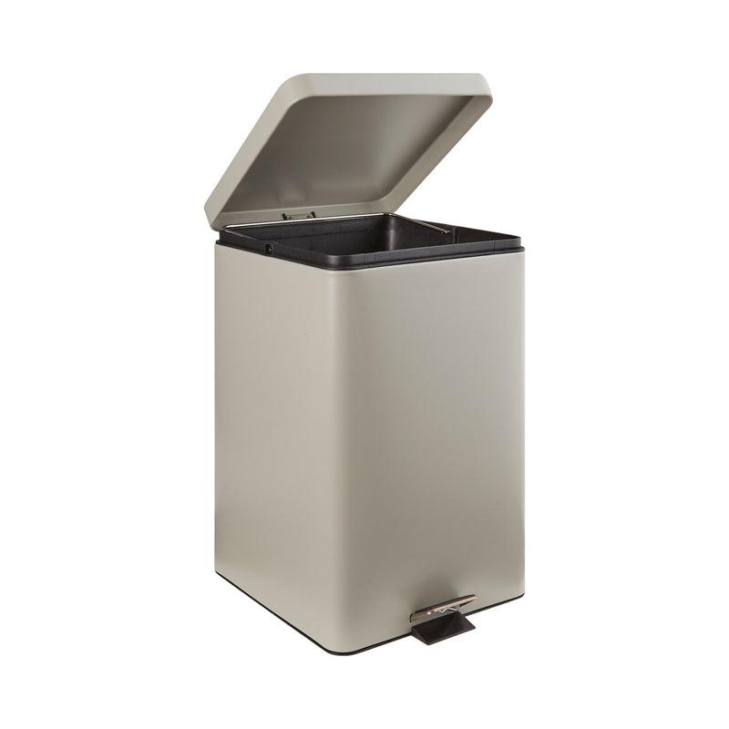 McKesson Trash Can with Plastic Liner, Square, Steel, Step-On, 32 QT, Beige