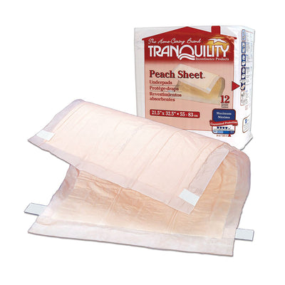 Tranquility® Peach Sheet Underpad, 21½ x 32½ Inch