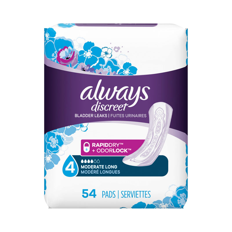 Always® Discreet Bladder Control Pad, One Size Fits Most