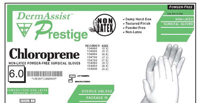 DermAssist® Prestige® Polyisoprene Standard Cuff Length Surgical Glove, Size 7, Ivory