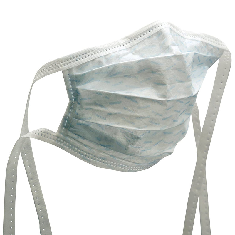 3M Surgical Mask, Latex-Free, Tie Closure, Pleated, White