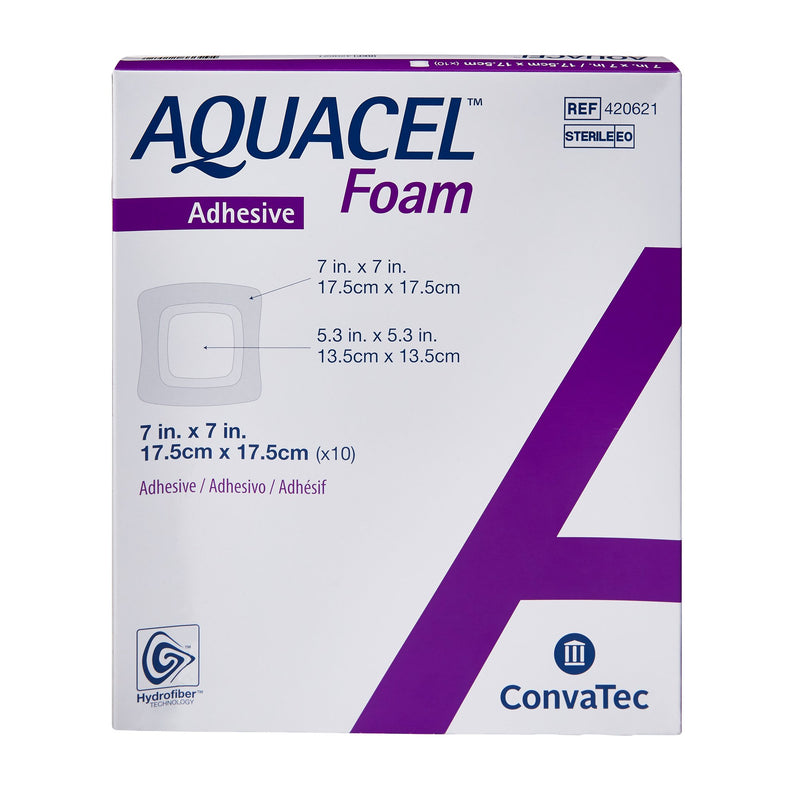 Aquacel® Silicone Adhesive with Border Silicone Foam Dressing, 7 x 7 Inch