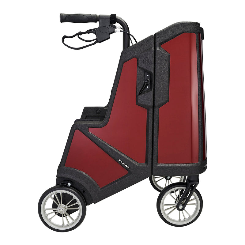Tour 4 Wheel Rollator, 31 to 37 Inch Handle Height, Ruby Red