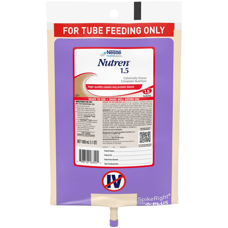 Nutren® 1.5 Ready to Hang Tube Feeding Formula, 33.8 oz. Bag