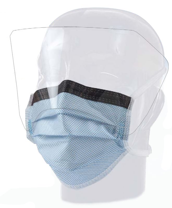 Precept® Fluidgard® Level 3 Surgical Mask with Anti-Fog/Glare Eye Shield