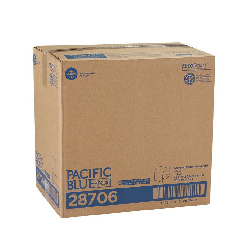 Pacific Blue Basic™ White Paper Towel, 7-7/8 Inch x 350 Foot, 12 Rolls per Case