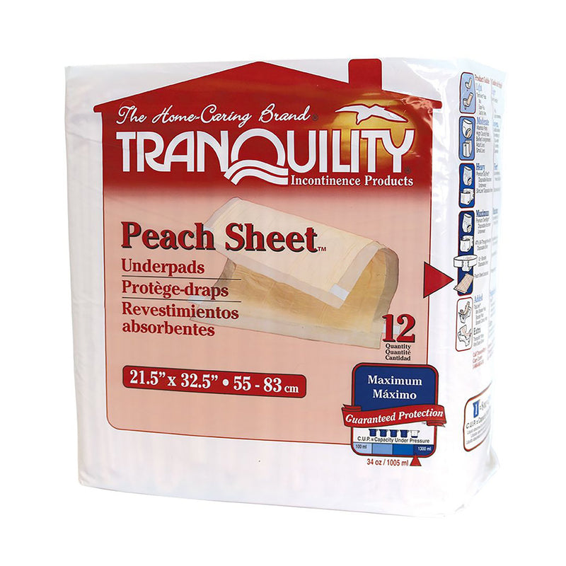 Tranquility® Peach Sheet Underpad, 21½ x 32½ Inch