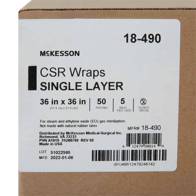 McKesson Single Layer Sterilization Wrap, 36 x 36 Inch