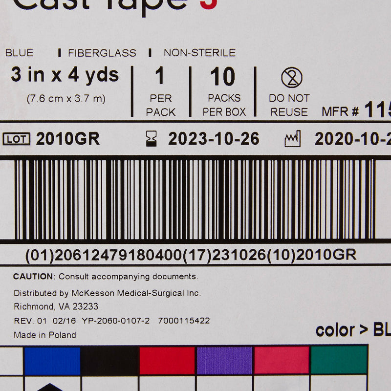 McKesson Blue Cast Tape, 3 Inch x 4 Yard