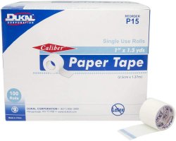 Caliber™ Paper Medical Tape, 1 inch x 1-1/2 Yard, White