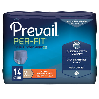 Prevail® Per-Fit® Men Adult Moderate Absorbent Underwear, X-Large, White