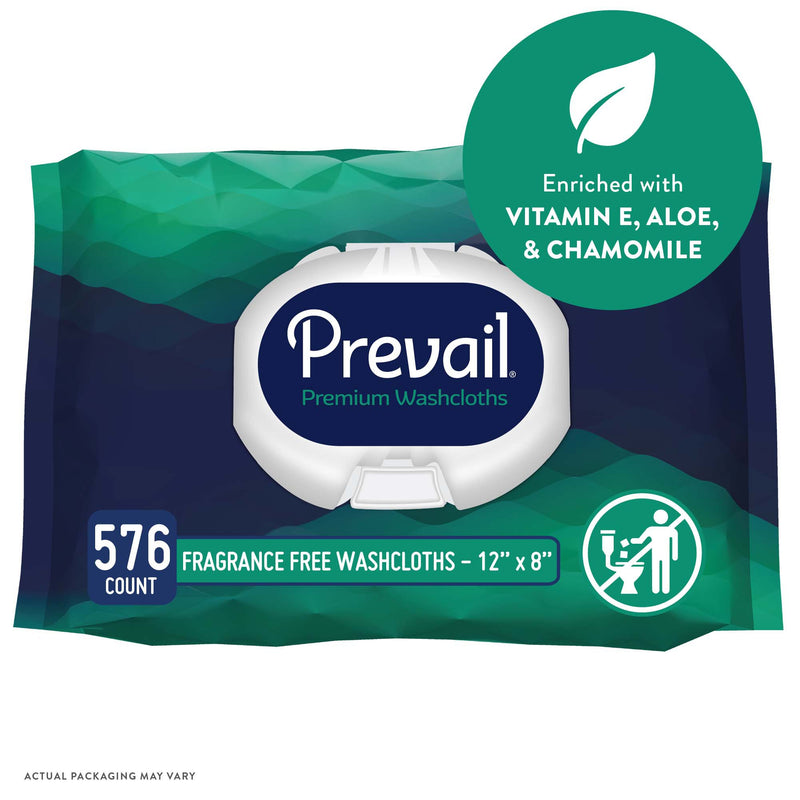 Prevail Adult Washcloths, Soft Pack, Aloe, Vitamin E, 12" x 8"