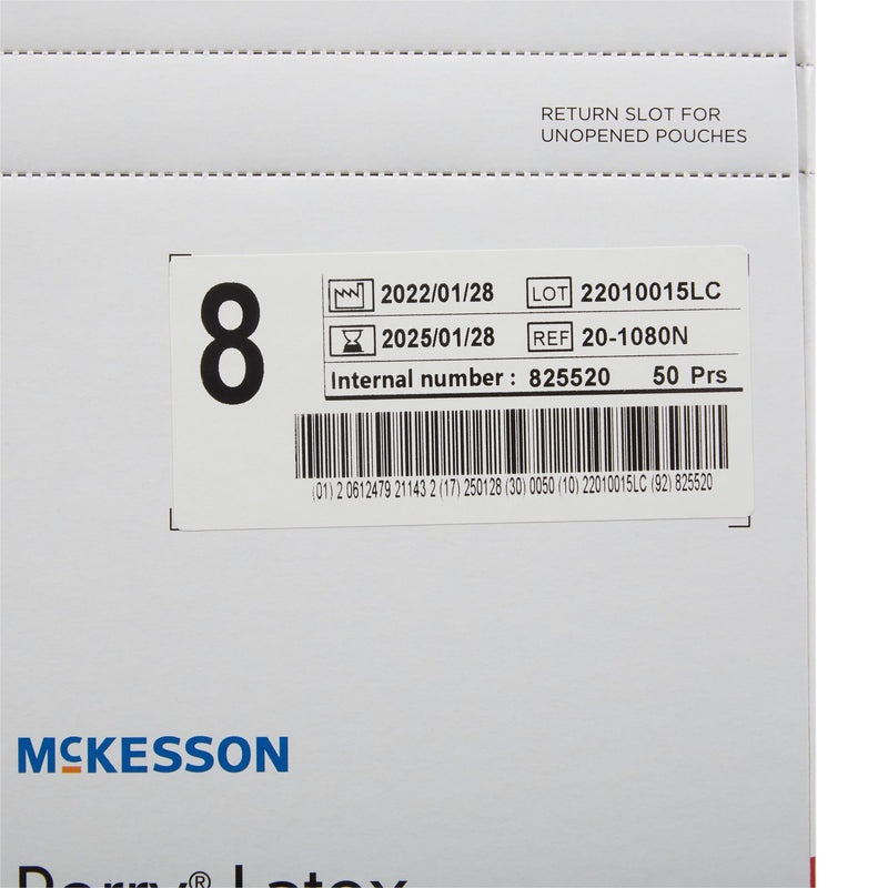 McKesson Perry® Performance Plus Latex Standard Cuff Length Surgical Glove, Size 8, Cream