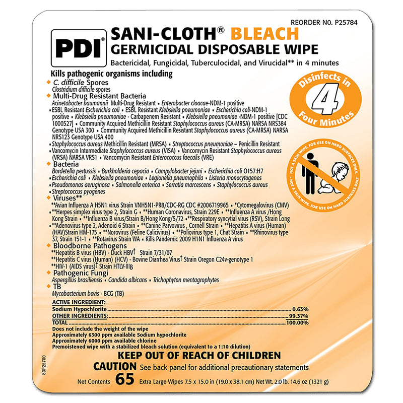 Sani-Cloth® Surface Disinfectant Cleaner, 65 Wipes per Canister