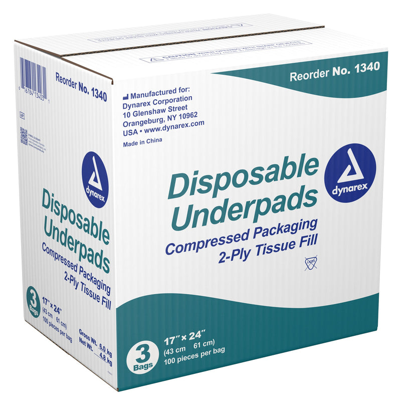 Dynarex® 2-Ply Tissue Fill Underpad, 17 x 24 Inch