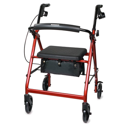 McKesson Folding Aluminum 4-Wheel Rollator, Red