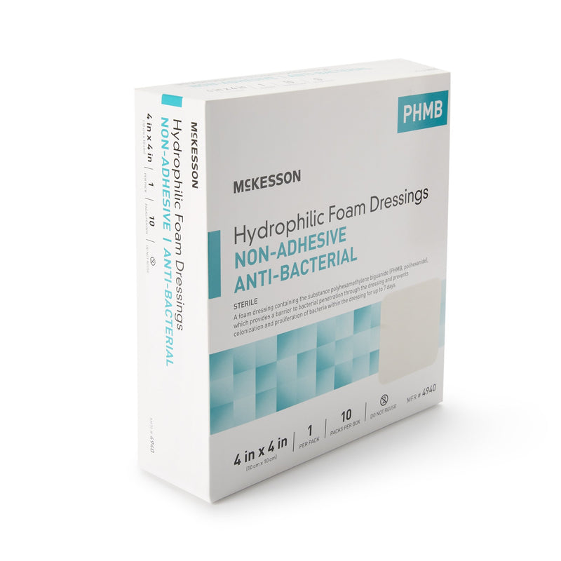 McKesson Antibacterial Foam Dressing, 4 x 4 Inch