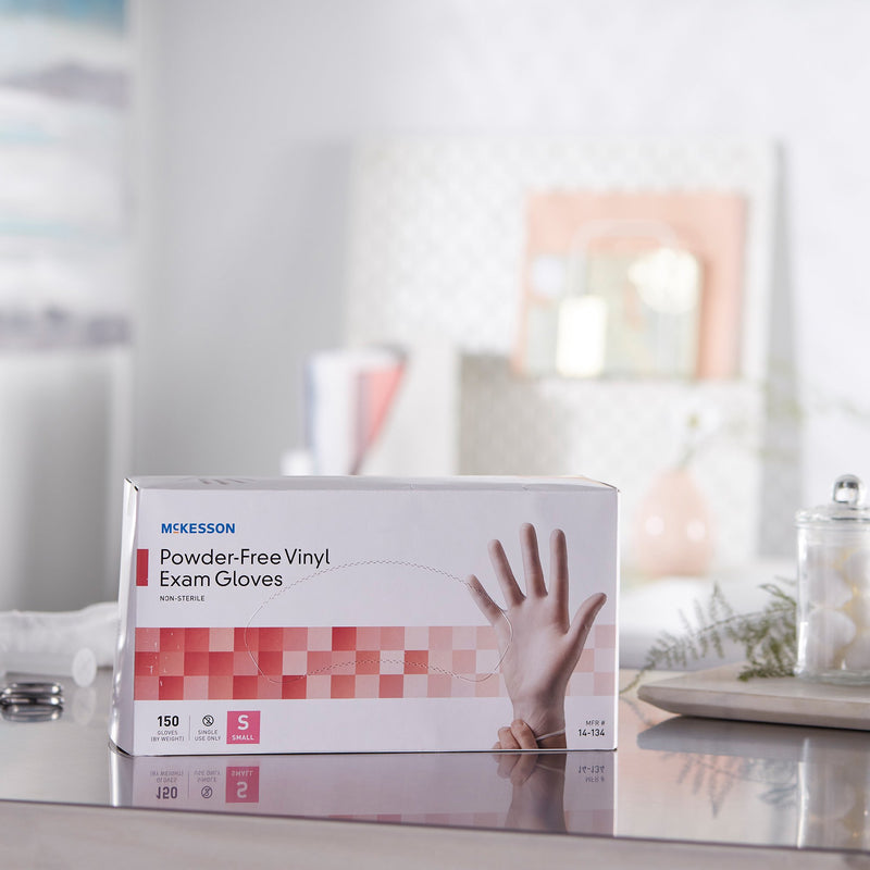 McKesson Vinyl Exam Glove, Small, Clear