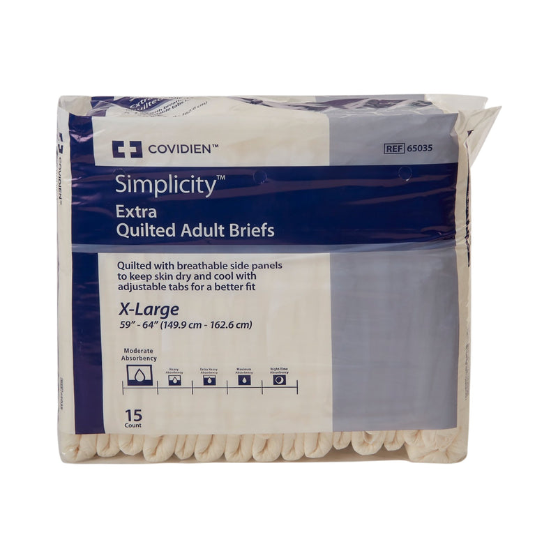 Simplicity Unisex Adult Incontinence Briefs, Moderate Absorbency, X-Large, White, 59 to 64 Inch Waist/Hip