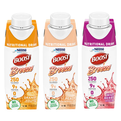 Boost Breeze® Variety (Orange, Peach, Wild Berry) Oral Supplement, 8 oz. Carton