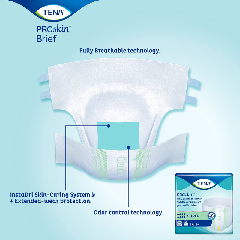 Tena Super Incontinence Briefs, Absorbent, Odor Control, Regular, Green