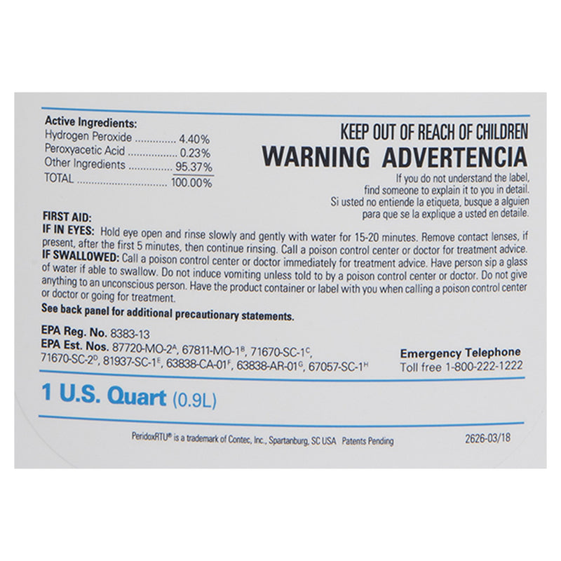 PeridoxRTU® Sporicidal Peroxide Based Surface Disinfectant Cleaner, 32 oz. Bottle