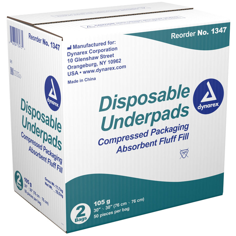 Dynarex® Absorbent Fluff Fill Underpad, 30 x 30 Inch