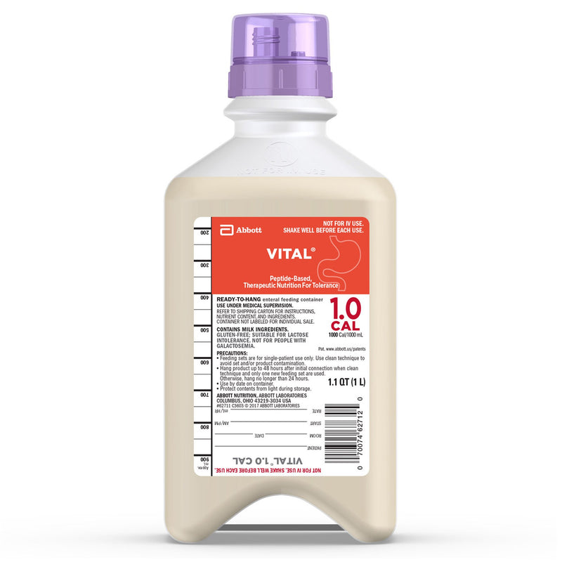 Vital® 1.0 Cal Vanilla Tube Feeding Formula, 33.8 oz. Ready to Hang Bottle