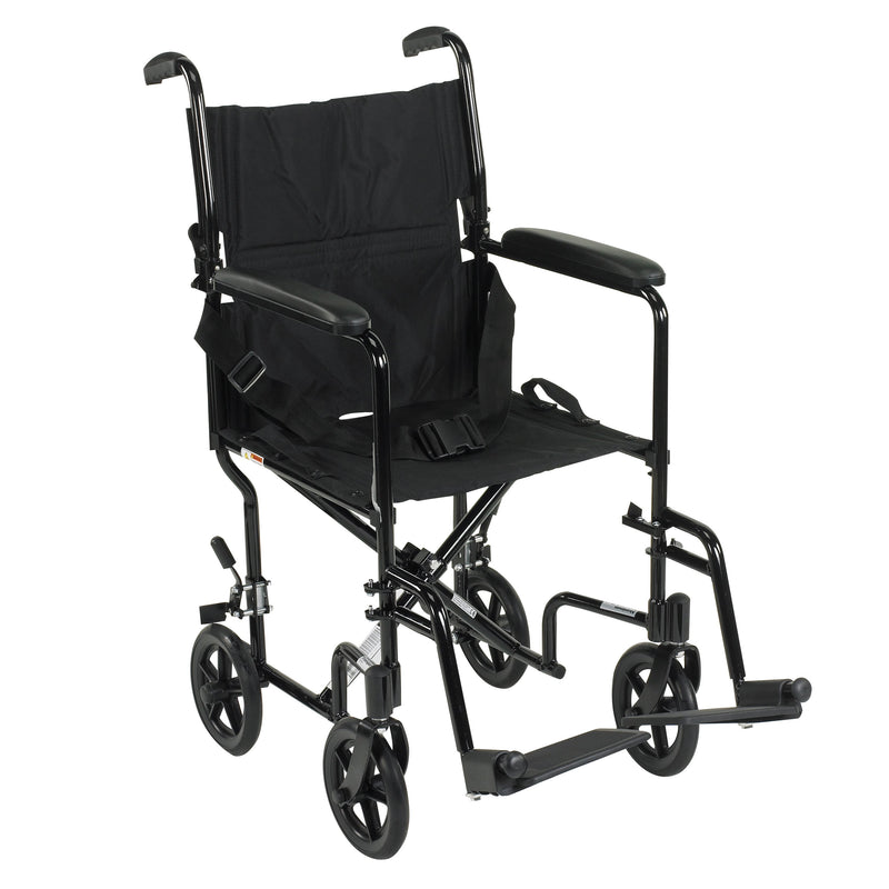 drive™ Lightweight Transport Chair, Black, 17-Inch Seat Width