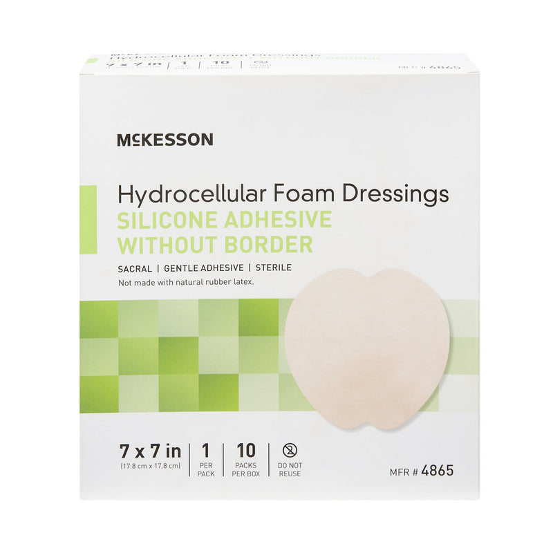 McKesson Silicone Gel Adhesive without Border Silicone Foam Dressing, 7 x 7 Inch Sacral