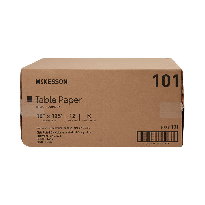 McKesson Crepe Table Paper, 18 Inch x 125 Foot, White