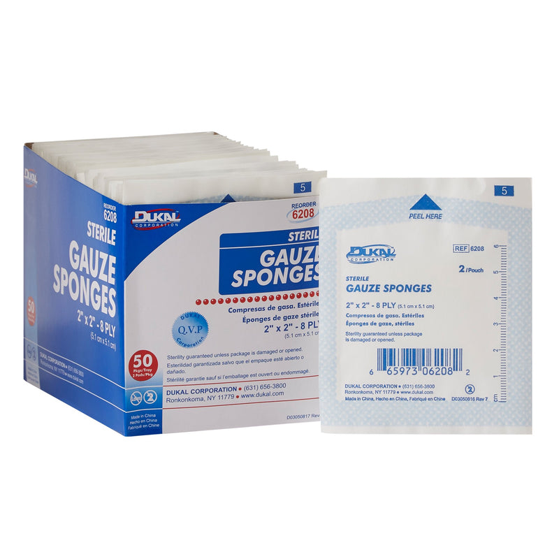 Dukal™ Sterile Gauze Sponge, 2 x 2 Inch