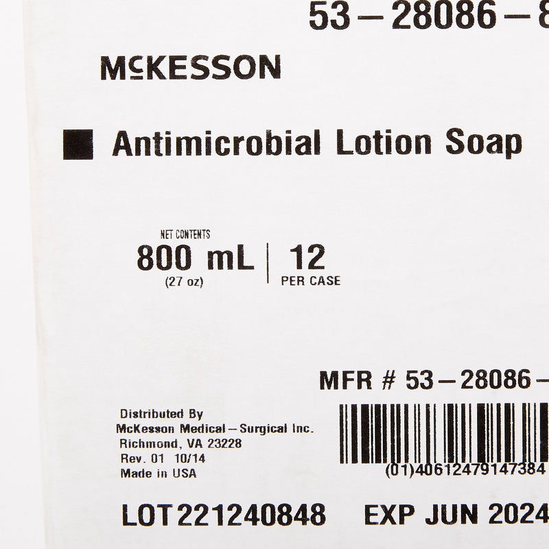 McKesson Antimicrobial Lotion Soap, Herbal Scent, 800 mL, Dispenser Refill Bag, Green, 0.95% Strength