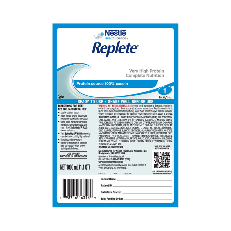 Replete® Ready to Hang Tube Feeding Formula, 33.8 oz. Bag