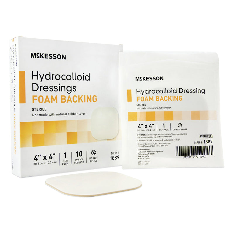 McKesson Hydrocolloid Dressing with Foam Backing, 4 x 4 Inch