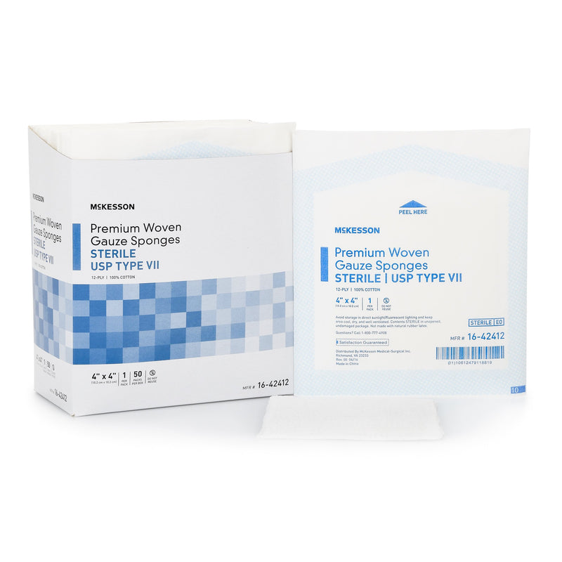 McKesson Sterile USP Type VII Gauze Sponge, 4 x 4 Inch