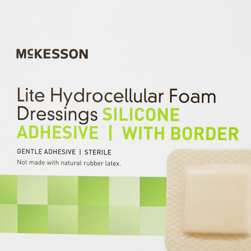 McKesson Lite Silicone Gel Adhesive with Border Thin Silicone Foam Dressing, 3 x 3 Inch