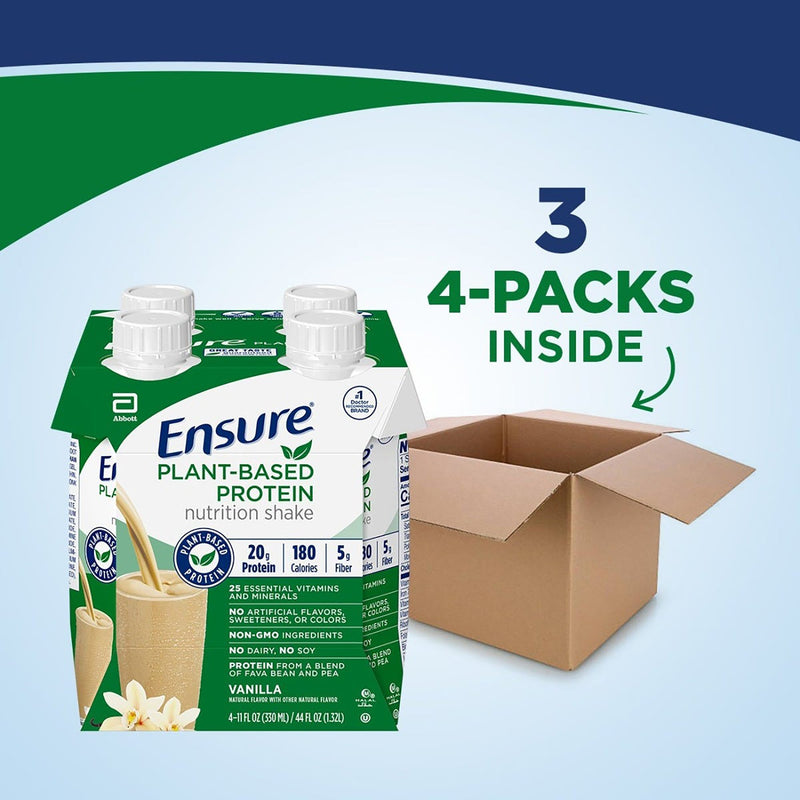 Ensure® Plant Based Protein Nutrition Shake Vanilla Oral Protein Supplement, 11 oz. Carton