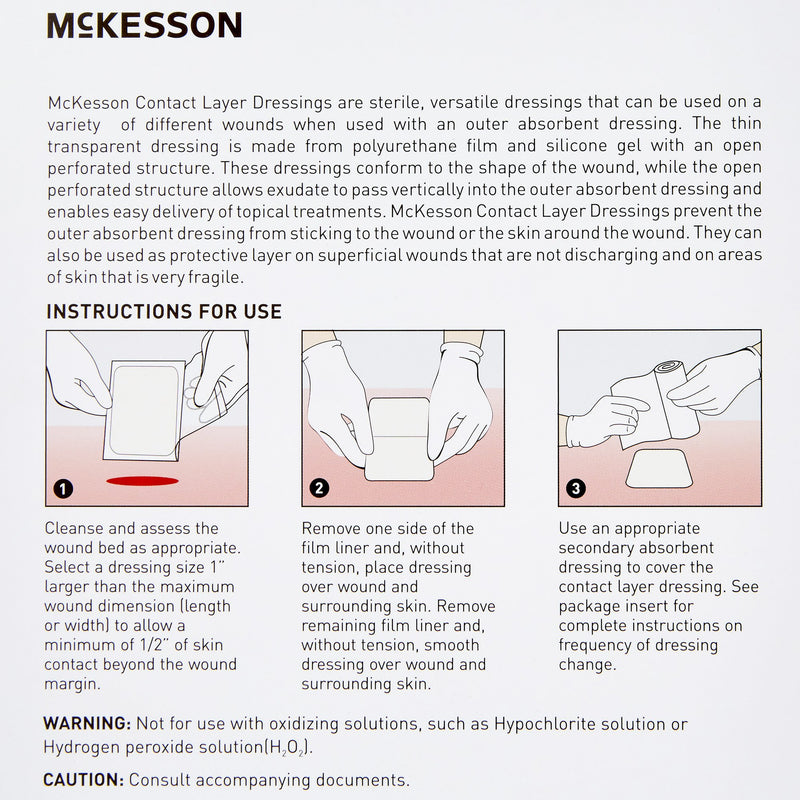 McKesson Silicone Wound Contact Layer Dressing, 4 x 7-2/5 Inch