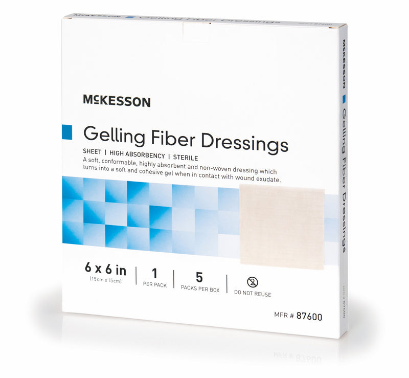 McKesson Absorbent Gelling Fiber Dressing, 6 x 6 Inch