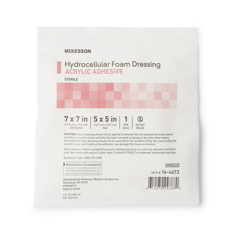 McKesson Acrylic Adhesive with Border Foam Dressing, 7 x 7 Inch