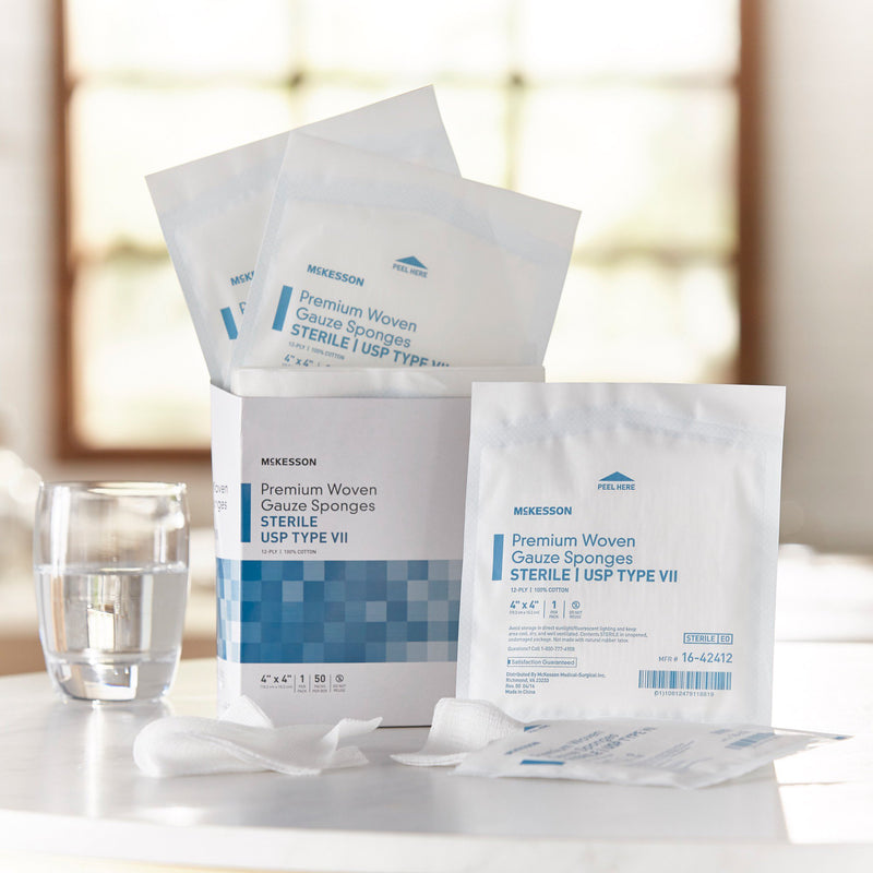 McKesson Sterile USP Type VII Gauze Sponge, 4 x 4 Inch