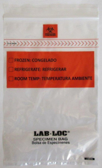 LAB-LOC® Specimen Transport Bag with Document Pouch, 6 x 9 Inch