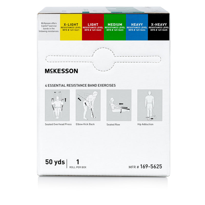 McKesson CanDo® Exercise Resistance Band, Black, 5 Inch x 50 Yard, X-Heavy Resistance