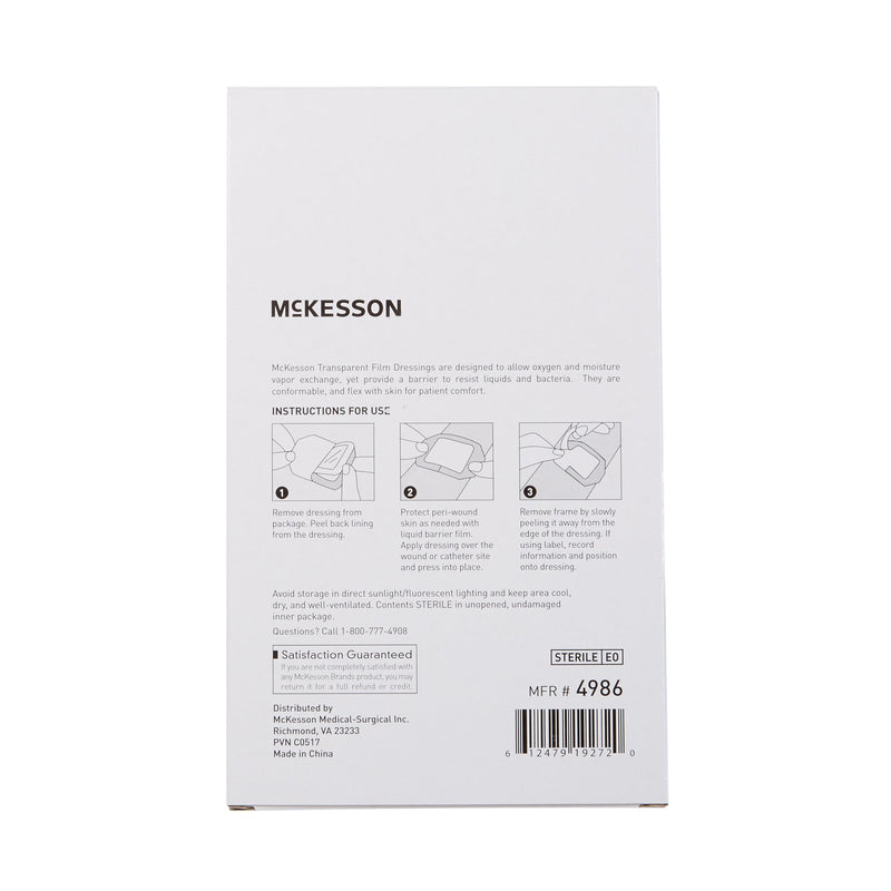 McKesson Octagonal Sterile Dressing with Frame-Style Delivery, 4 x 4-3/4 Inch, Transparent