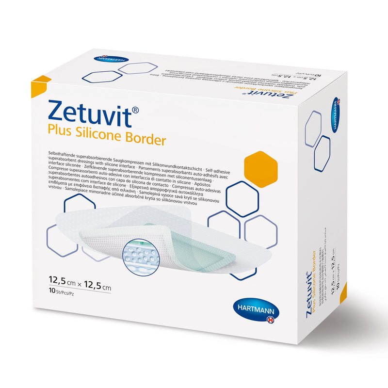 Zetuvit® Plus Silicone Border Super Absorbent Dressing, 6 x 10 Inch