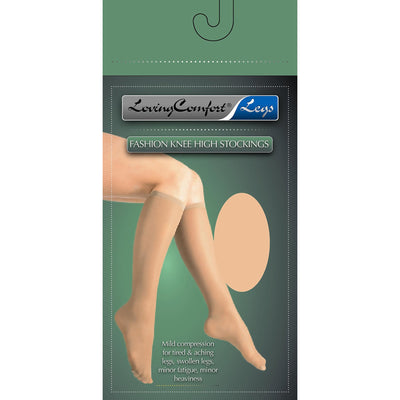 Loving Comfort® Firm Compression Knee-High Stockings, Large, Beige