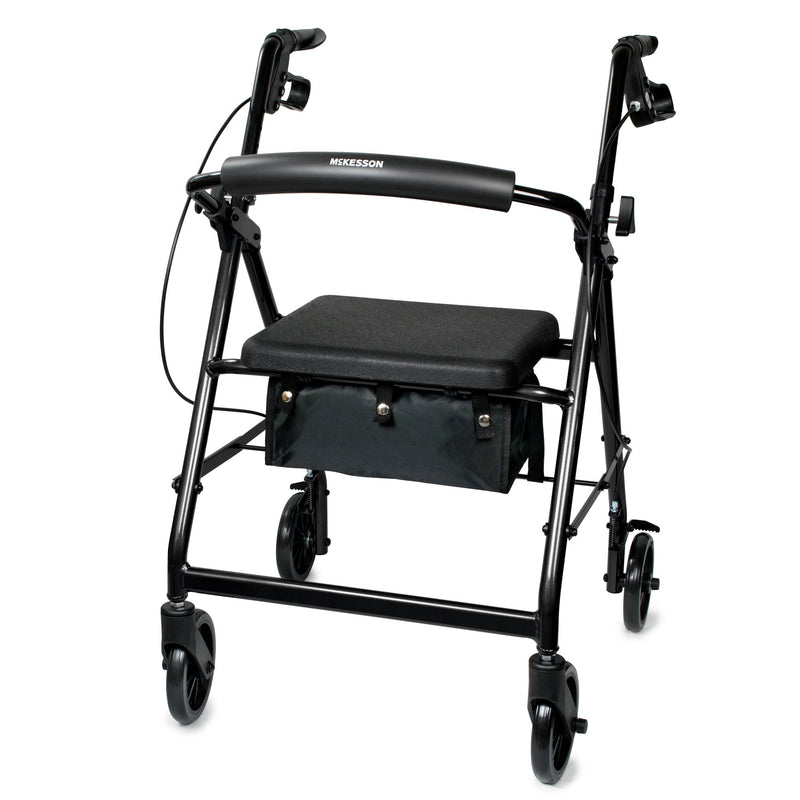 McKesson Folding Aluminum 4-Wheel Rollator, Black